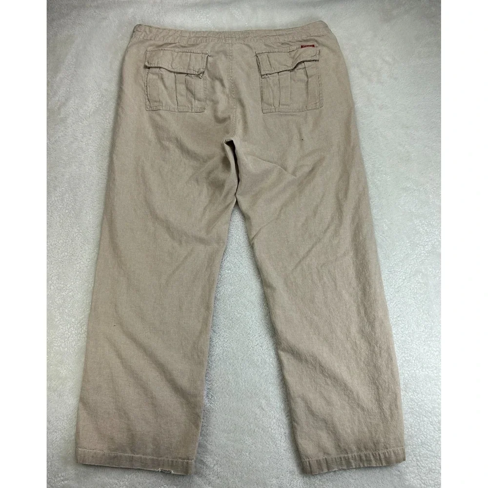Vintage Guess Jeans Linen Pants Mens 38 Beige Drawstring Flat Front Grunge
